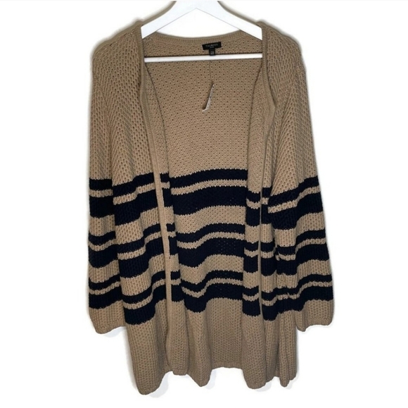 Talbots Womens Chunky Knit Striped Duster Cardigan Sweater Size L - Picture 5 of 9